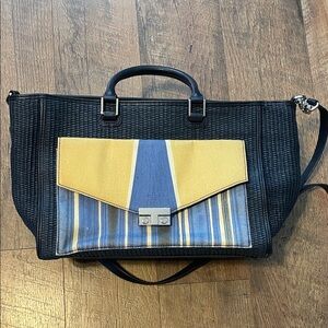 Navy and Yellow Tory Burch Handbag